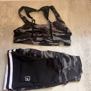 Bombshell black cameo open back sports bra size medium